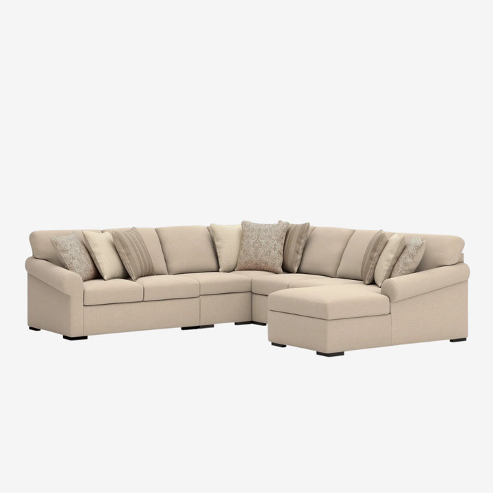 LadyMae 5-Piece Fabric Sectional Sofa With Chaise - Twill | Benchcraft By Ashley