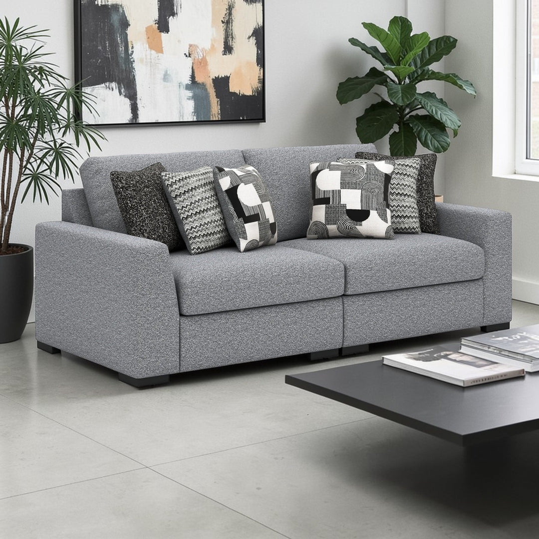 61305S1 Bealton 2-Piece Modular Loveseat In Fabric Upholstery - Salt and Pepper | Benchcraft By Ashley