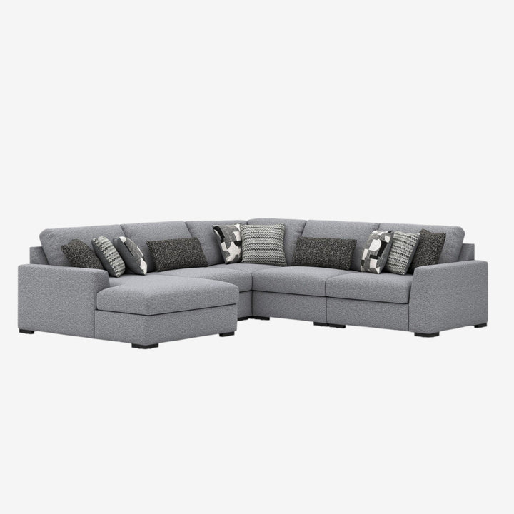 Bealton 5-Piece Fabric Sectional Sofa With Chaise - Salt and Pepper | Benchcraft By Ashley