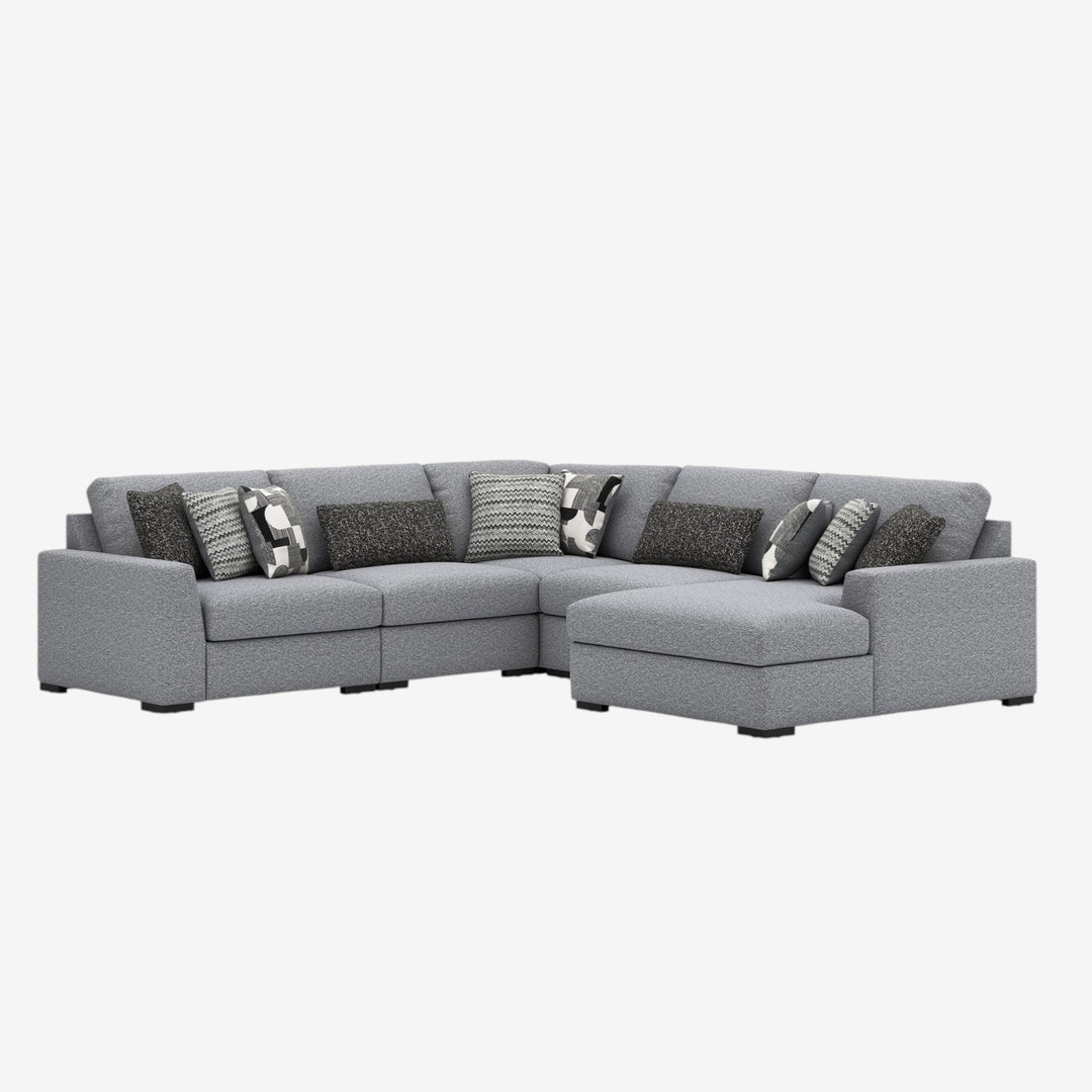 Bealton 5-Piece Fabric Sectional Sofa With Chaise - Salt and Pepper | Benchcraft By Ashley