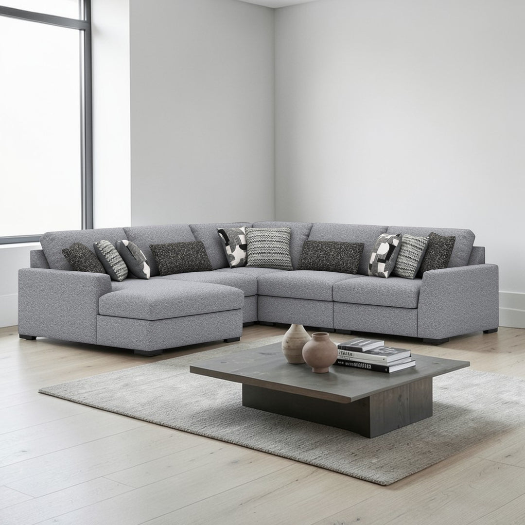 Bealton 5-Piece Fabric Sectional Sofa With Chaise - Salt and Pepper | Benchcraft By Ashley