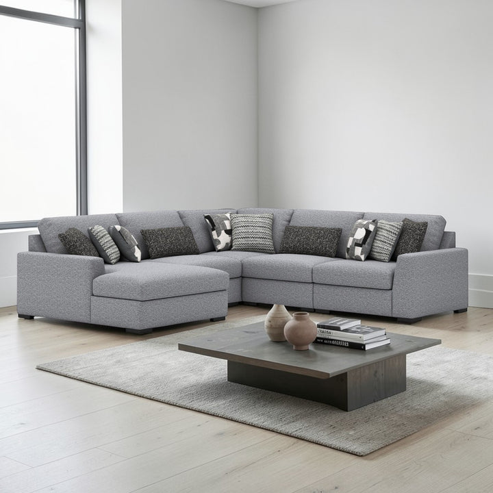 Bealton 5-Piece Fabric Sectional Sofa With Chaise - Salt and Pepper | Benchcraft By Ashley