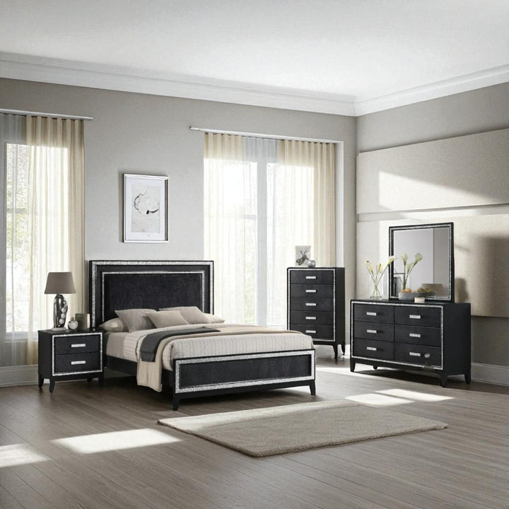 Ovia 8-Piece Bedroom Set - Black | Stylish, Sturdy, Built-in LED Lights & Smart Storage Solution