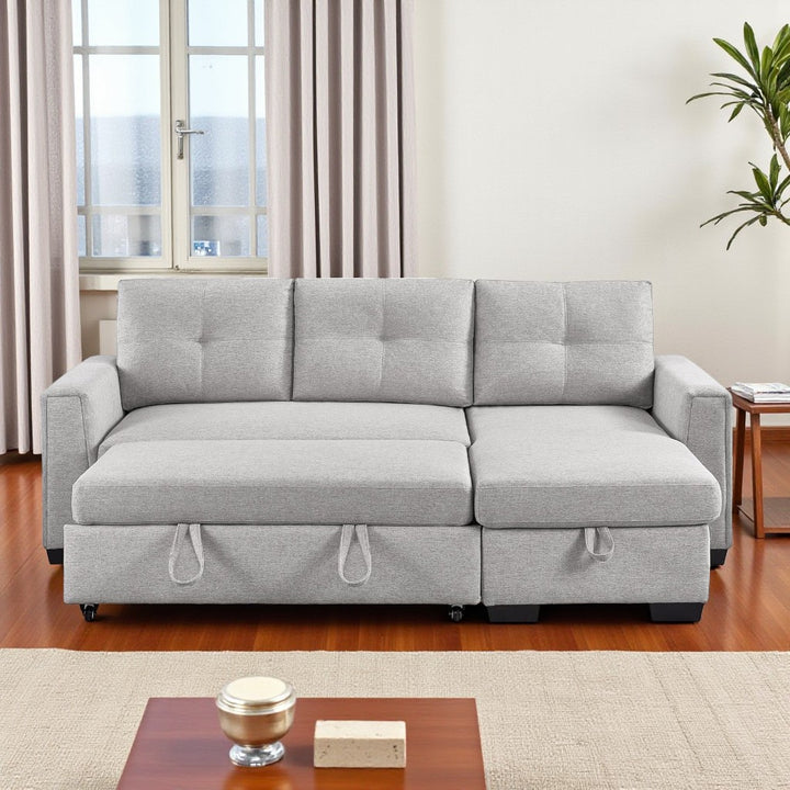 Nexel Sectional Sofa Bed With Reversible Storage Chaise - Grey