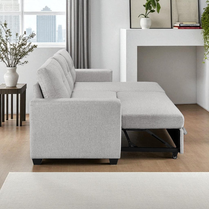 Nexel Sectional Sofa Bed With Reversible Storage Chaise - Grey