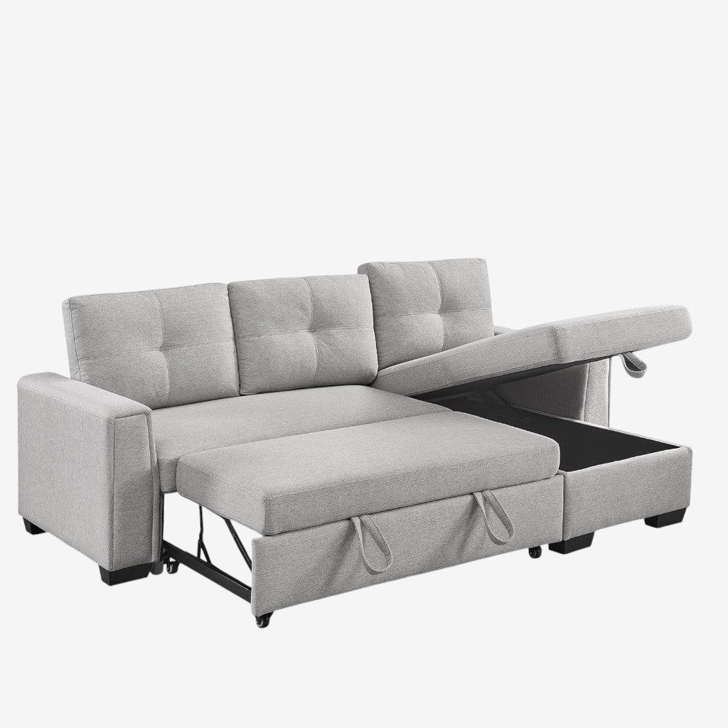 Nexel Sectional Sofa Bed With Reversible Storage Chaise - Grey
