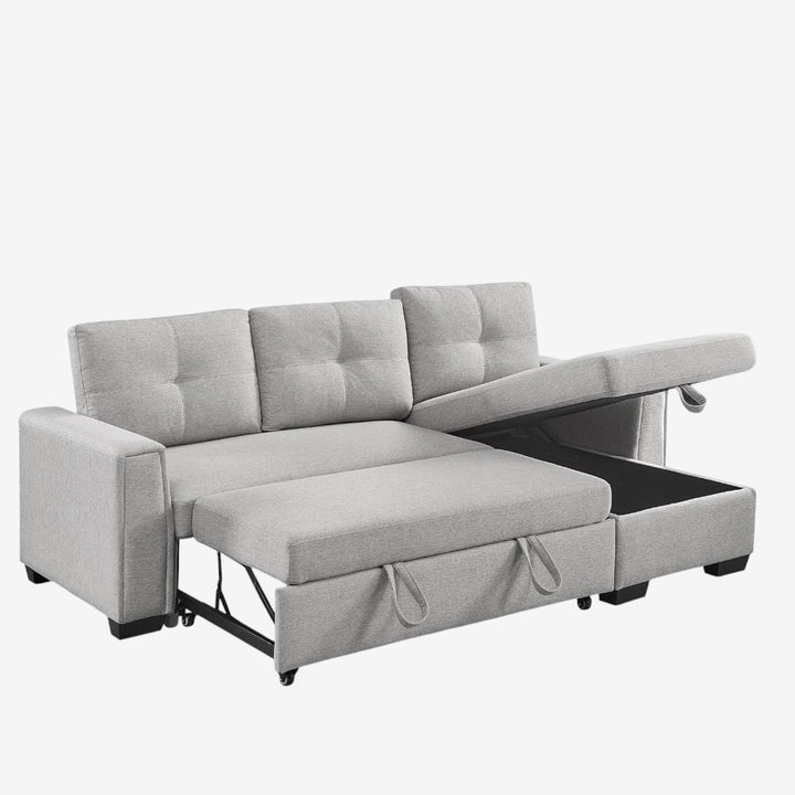 Nexel Sectional Sofa Bed With Reversible Storage Chaise - Grey
