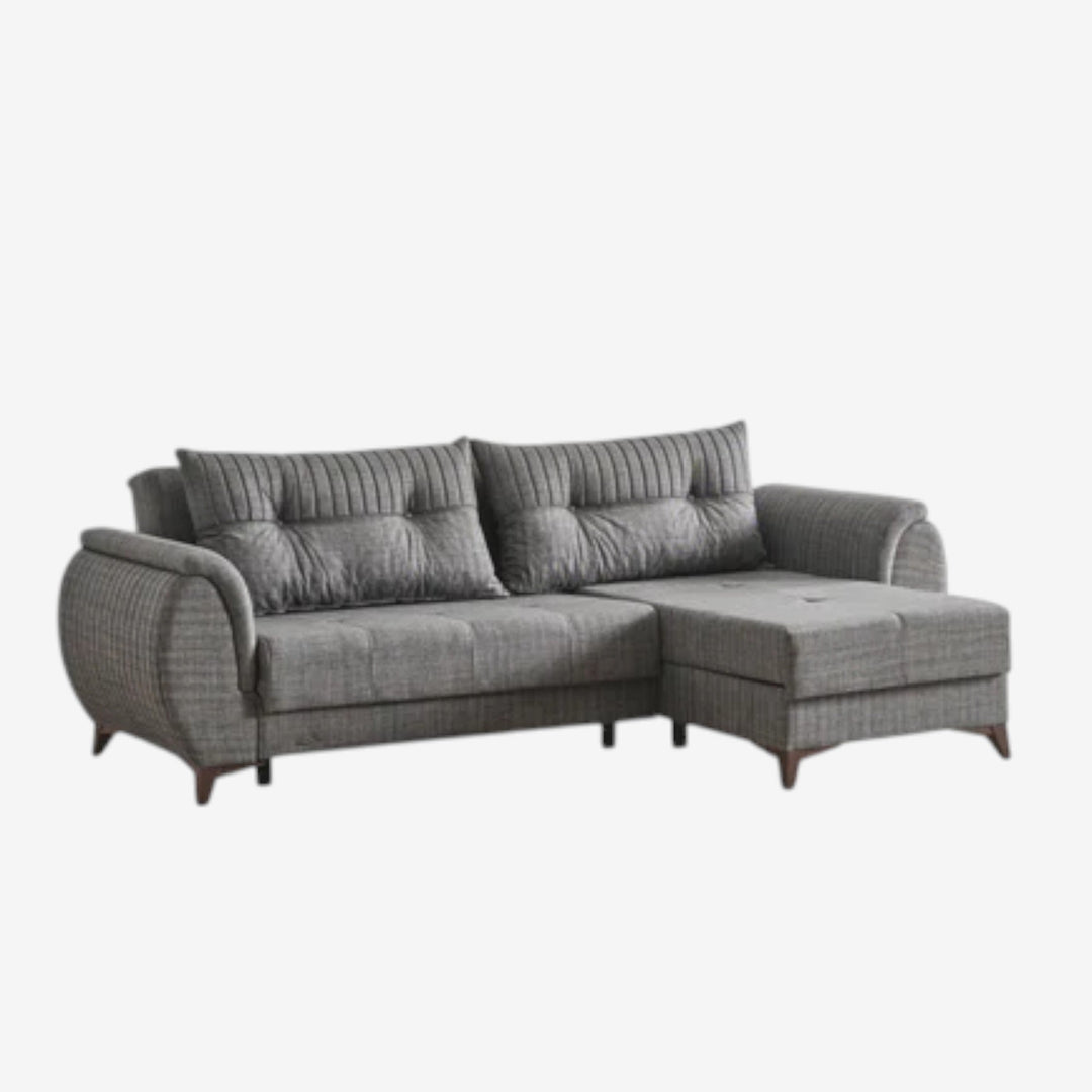 Drix Fabric Upholstered Sectional Sofa With Reversible Chaise - Light Grey