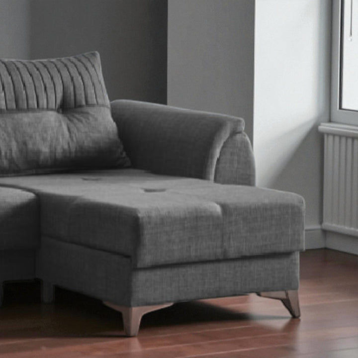 Drix Fabric Upholstered Sectional Sofa With Reversible Chaise - Dark Grey