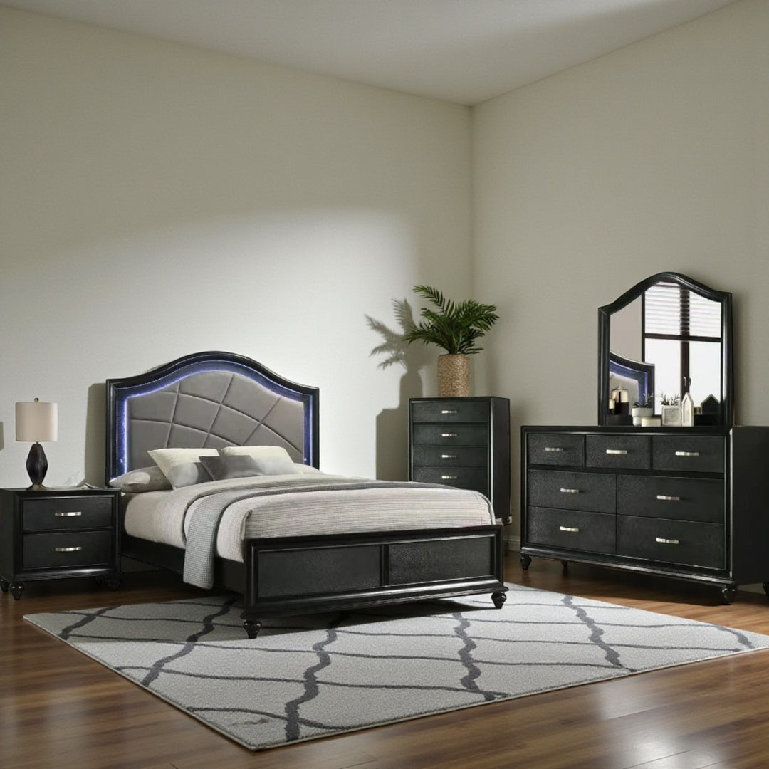 Desire 8-Piece Bedroom Set - Black | Modern, Sturdy, Built-in LED Lights & Smart Storage Solution