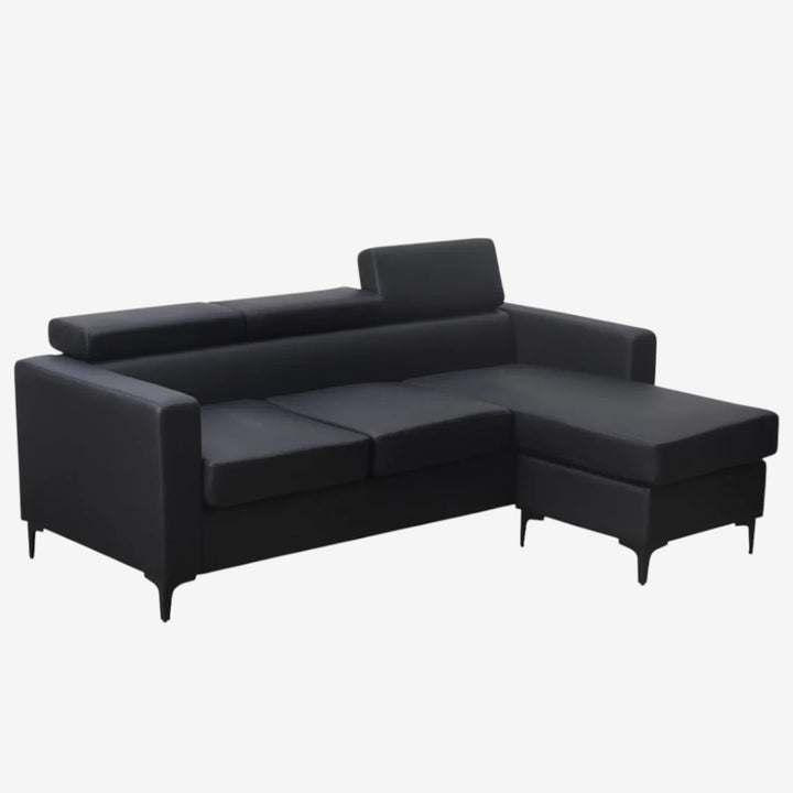 Zuma Leathaire Upholstered Sectional Sofa With Reversible Chaise - Black