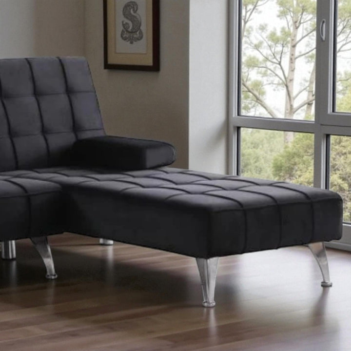 Orzen Fabric Upholstered Sectional Sofa Bed - Black