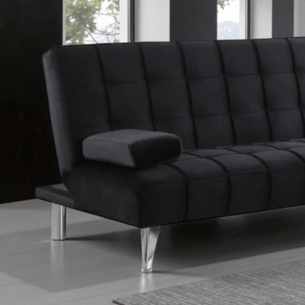 Orzen Fabric Upholstered Sectional Sofa Bed - Black