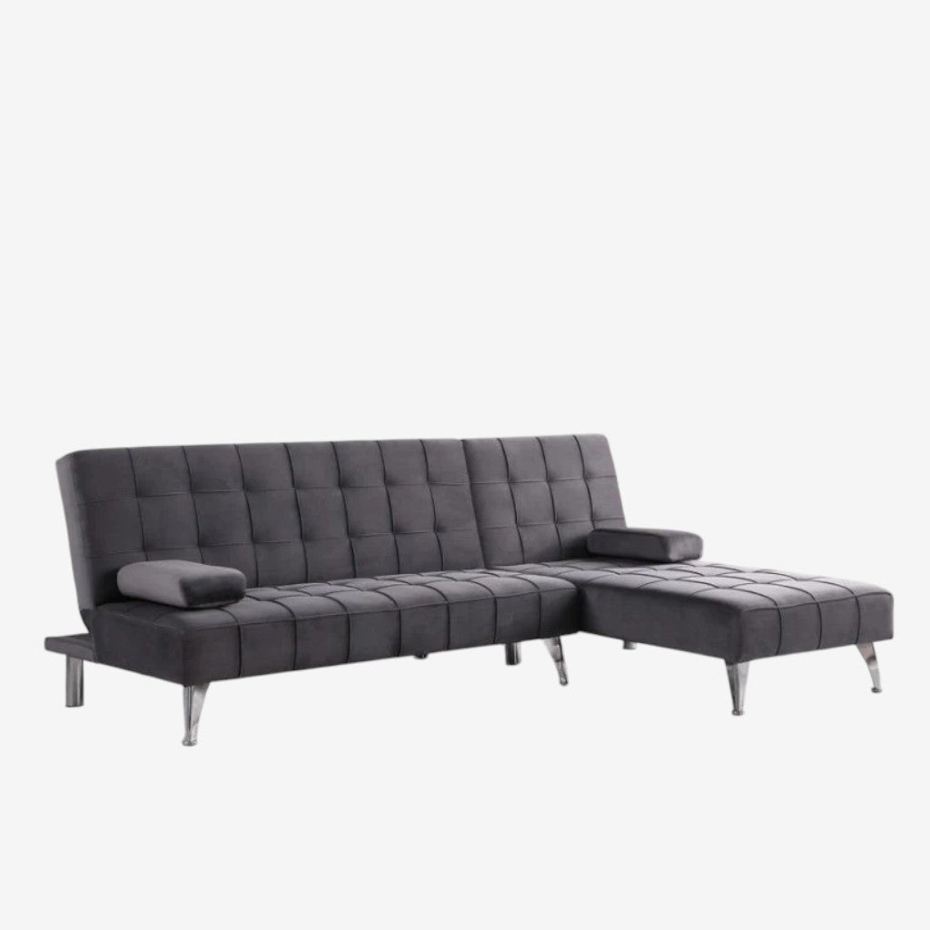 Orzen Fabric Upholstered Sectional Sofa Bed - Grey