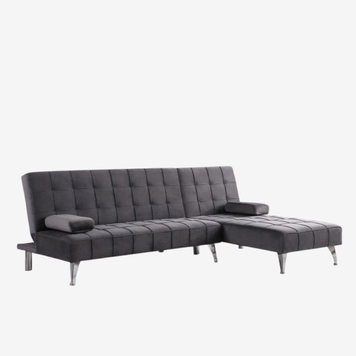 Orzen Fabric Upholstered Sectional Sofa Bed - Grey