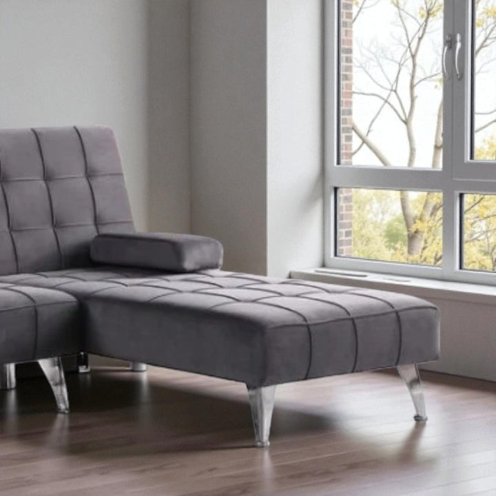 Orzen Fabric Upholstered Sectional Sofa Bed - Grey