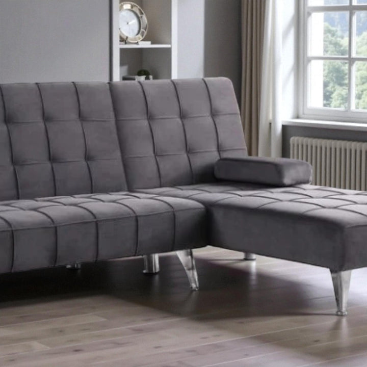 Orzen Fabric Upholstered Sectional Sofa Bed - Grey