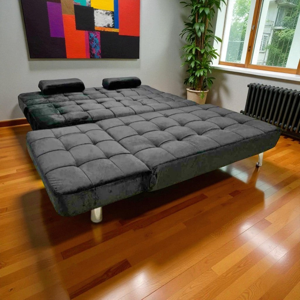 Orzen Fabric Upholstered Sectional Sofa Bed - Grey