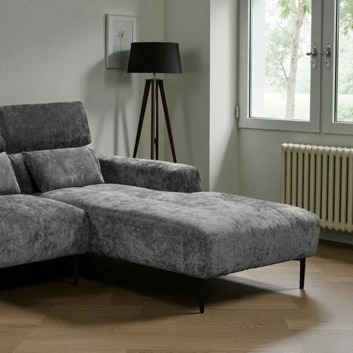 Pax Fabric Upholstered Sectional Sofa With USB Charing Ports - Grey | Available In LHF/ RHF Configuration