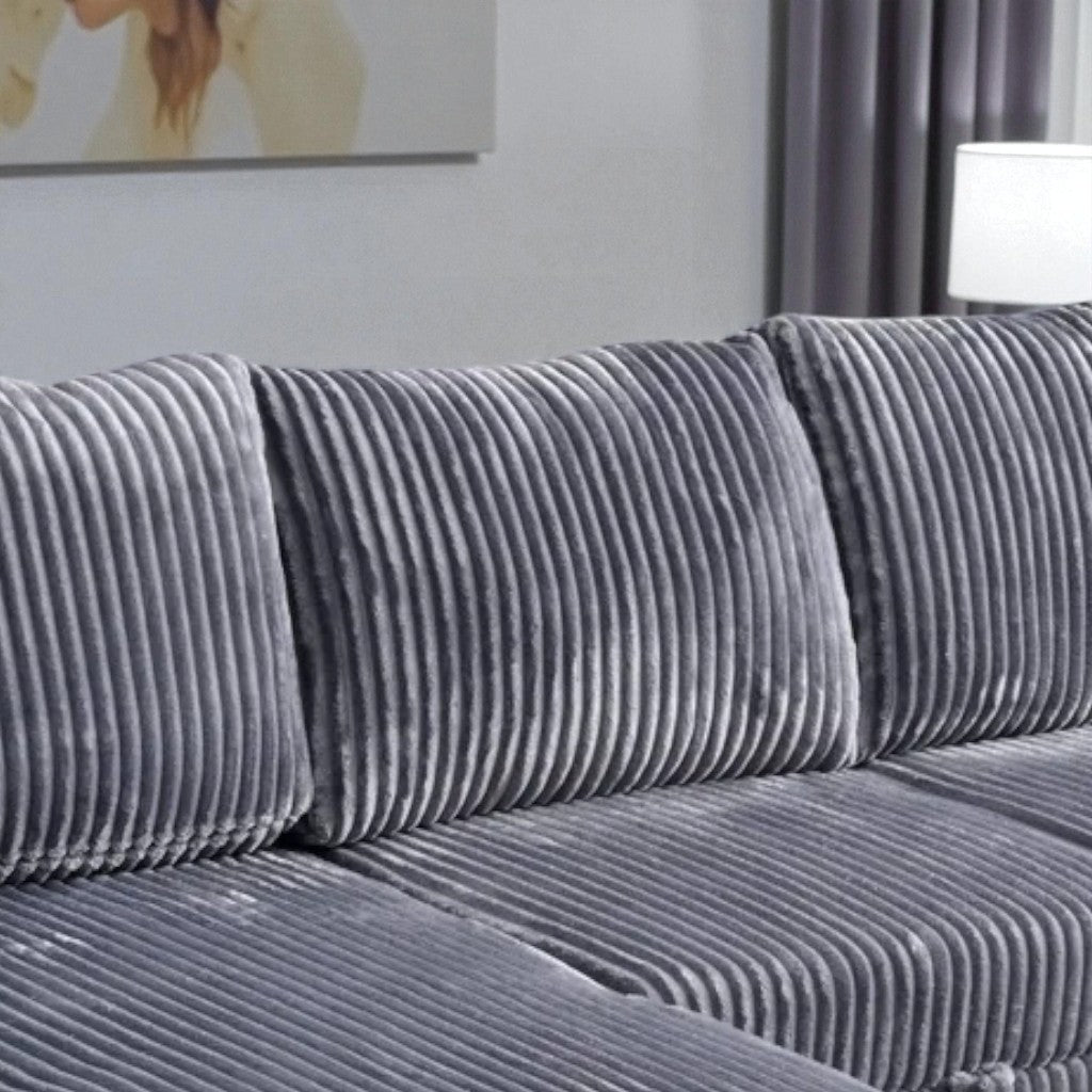 James Fabric Upholstered Sectional Sofa Bed With Dual Storage Chaise - Grey