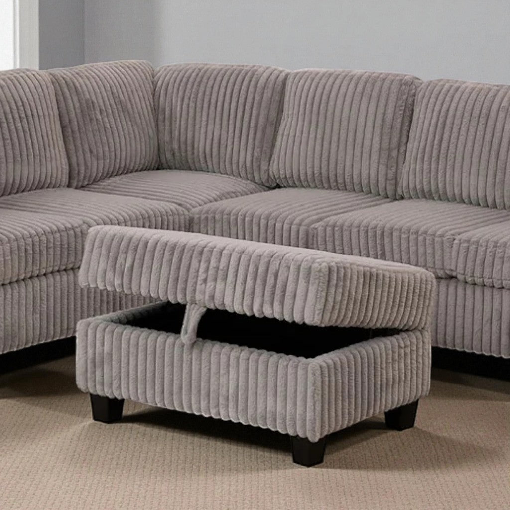 Xavier Fabric Upholstered Sectional Sofa With Storage Ottoman - Grey | Modern, Comfortable & Reversible
