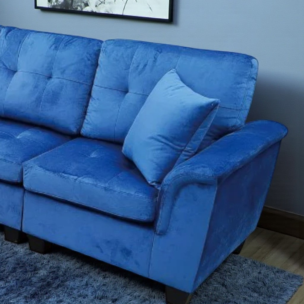 Albert Fabric Upholstered Sectional Sofa - Blue | Reversible Design, Cup Holders & Storage Console