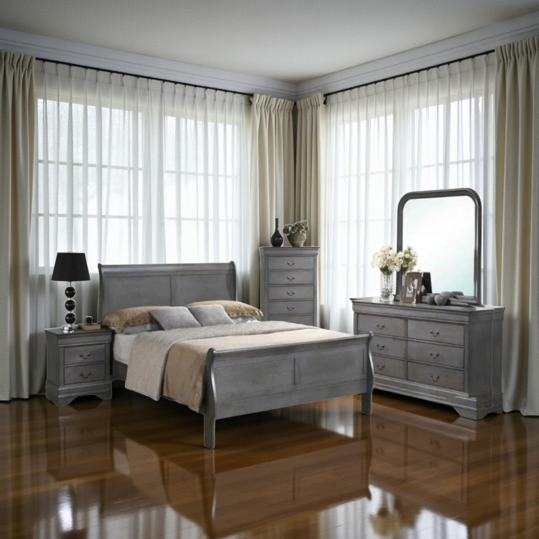 Regal 8-Piece Traditional Style Bedroom Set - Grey