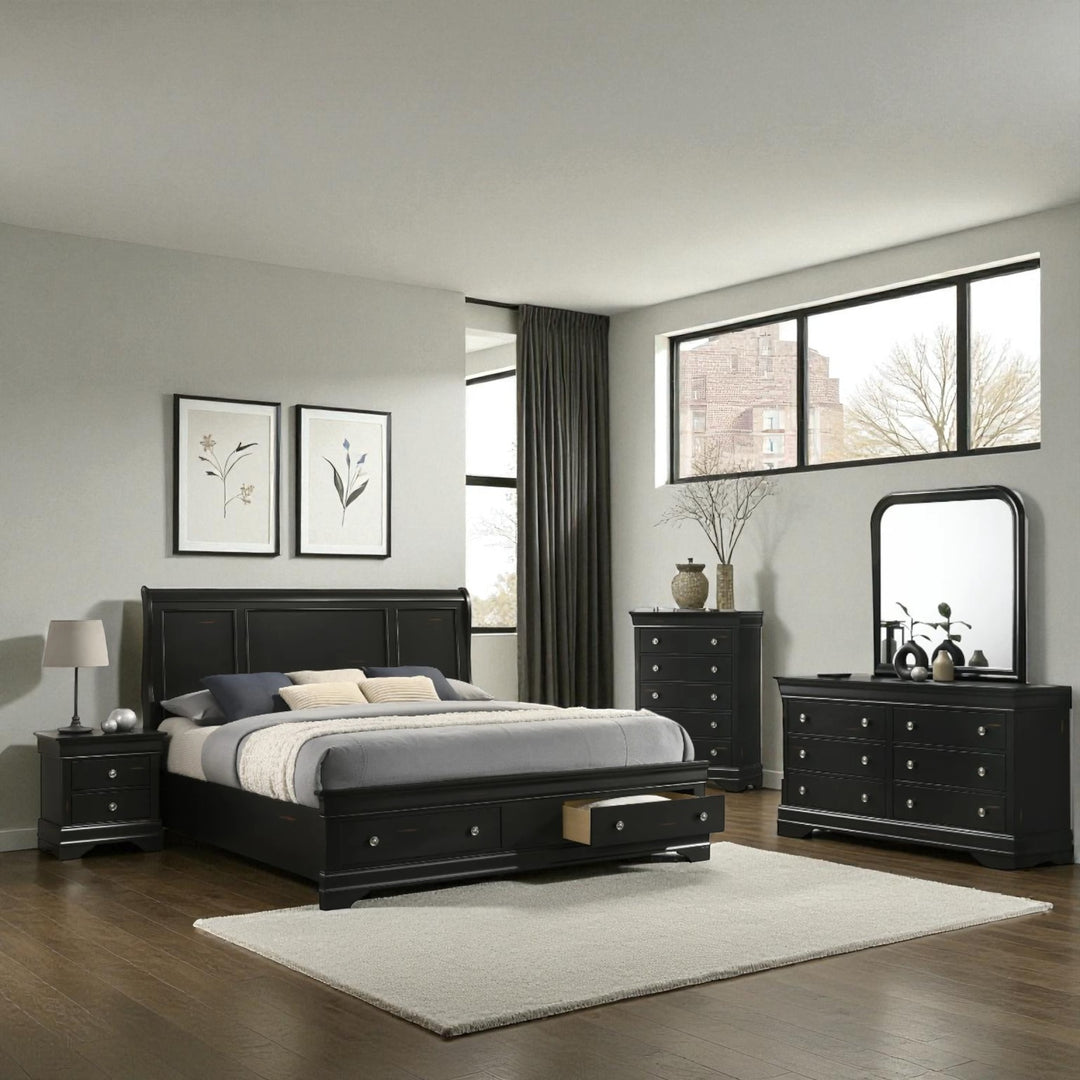 Lucent 8-Piece Bedroom Set - Black | Mid-Century Modern, Sturdy & Storage Solution