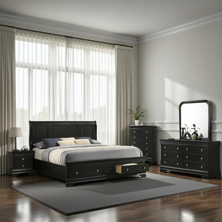 Lucent 8-Piece Bedroom Set - Black | Mid-Century Modern, Sturdy & Storage Solution