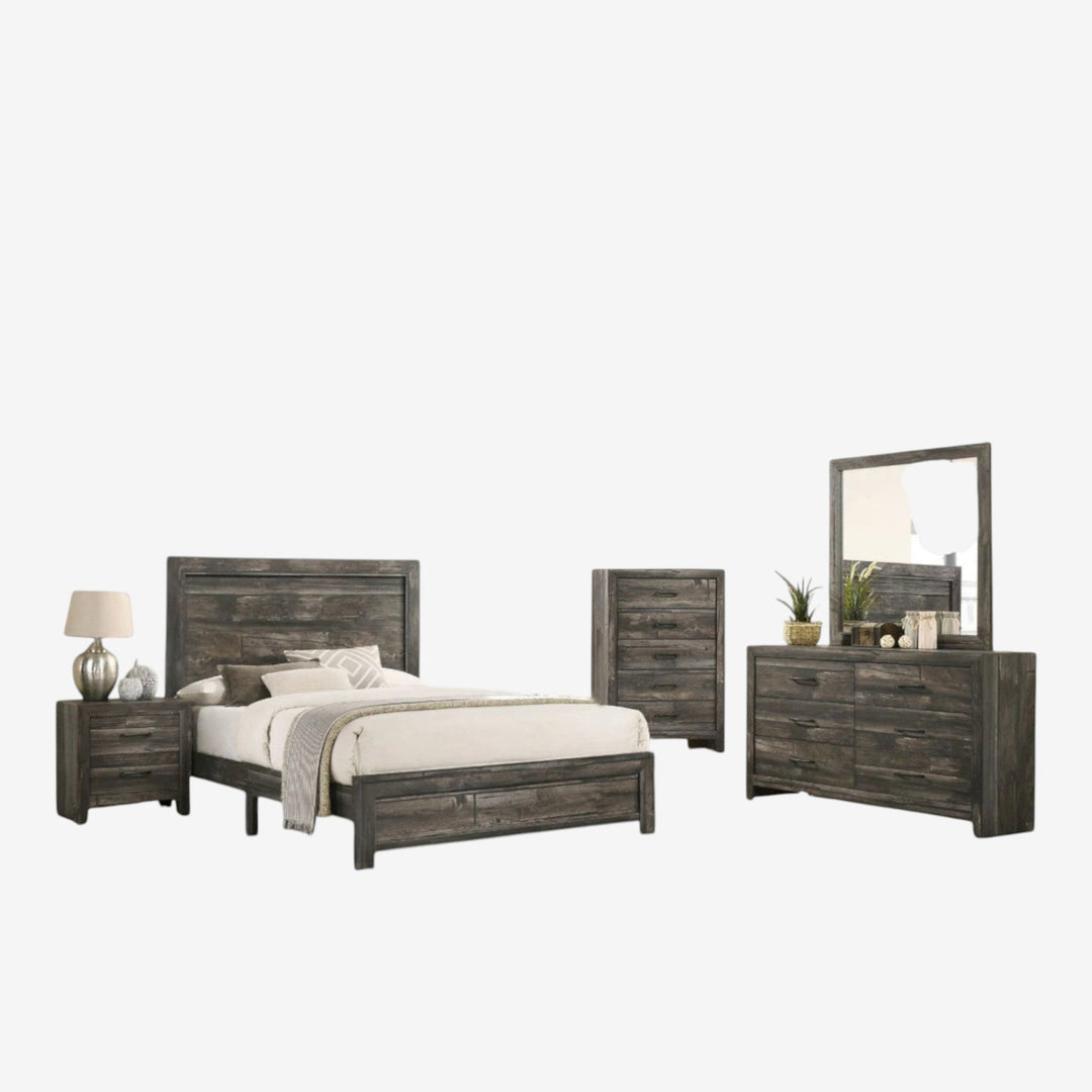 Lysor 8-Piece Bedroom Set - Greyish Brown | Contemporary, Sturdy, Minimalistic & Smart Storage Solution