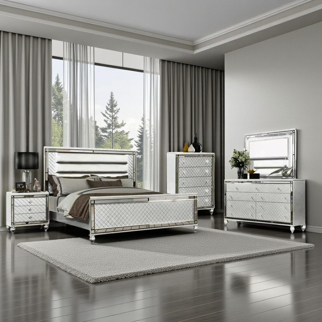 Majesty 8-Piece Bedroom Set With Built-In LED Lights - White