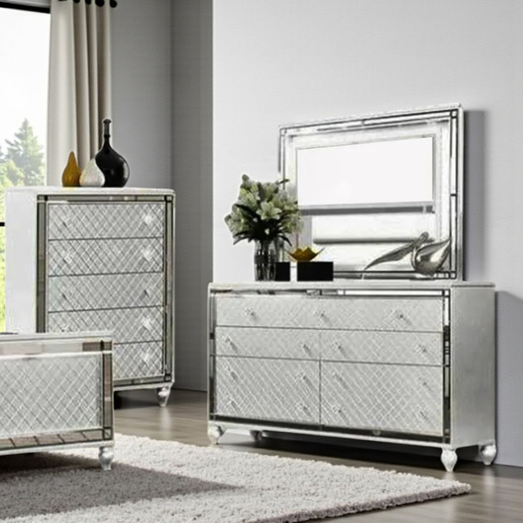 Majesty 8-Piece Bedroom Set With Built-In LED Lights - White