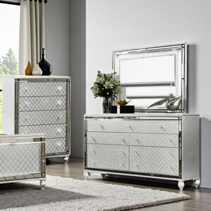 Majesty 8-Piece Bedroom Set With Built-In LED Lights - White