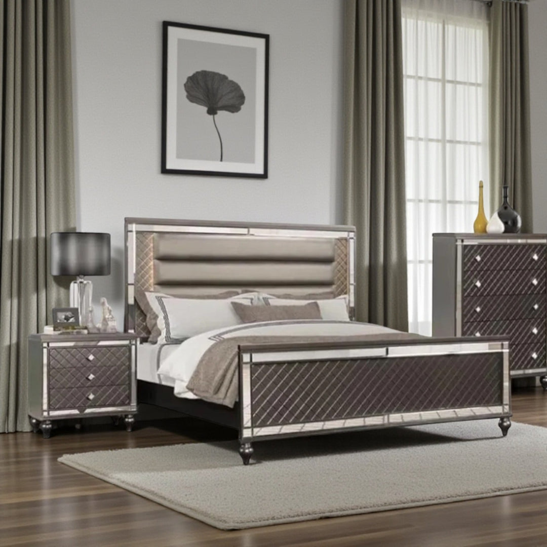 Majesty 8-Piece Bedroom Set With Built-In LED Lights - Charcoal