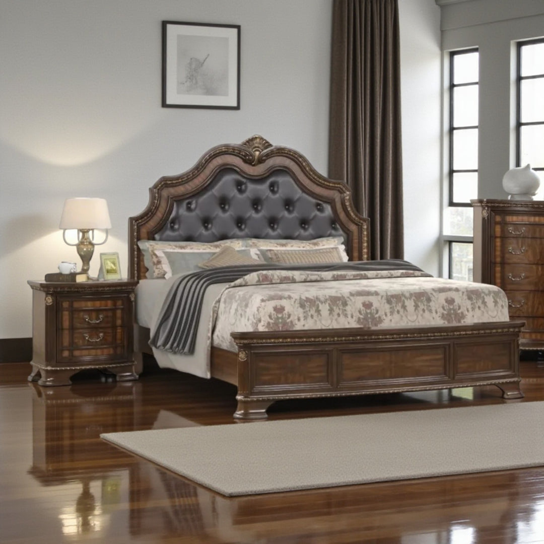 Essence 8-Piece Bedroom Set In Striking Walnut Finish