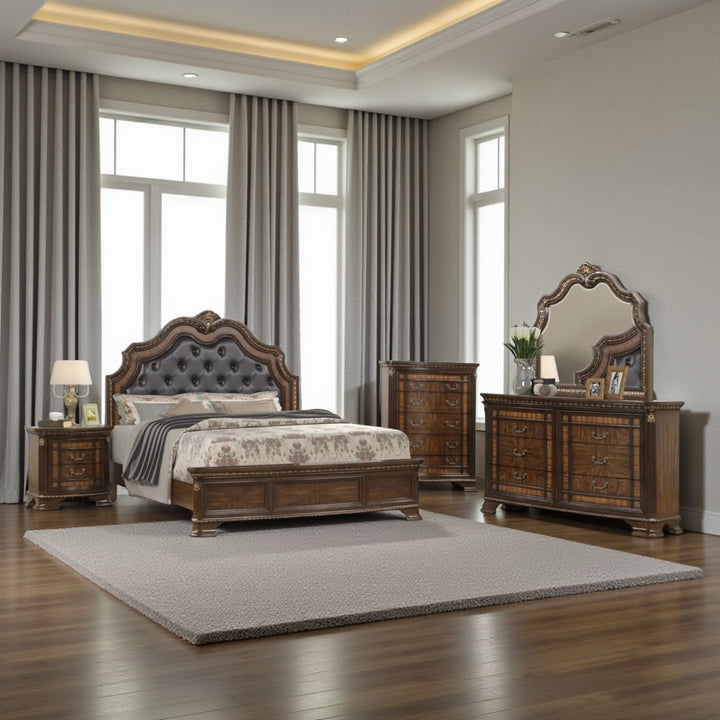 Essence 8-Piece Bedroom Set In Striking Walnut Finish