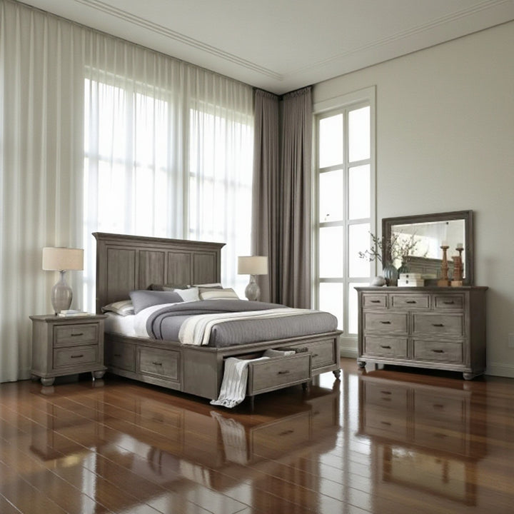 Radiance 7-Piece Bedroom Set In Wire-Brushed Finish - Grey