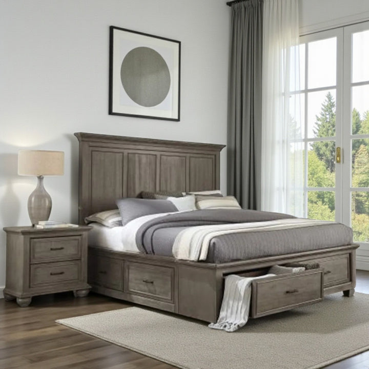 Radiance 7-Piece Bedroom Set In Wire-Brushed Finish - Grey