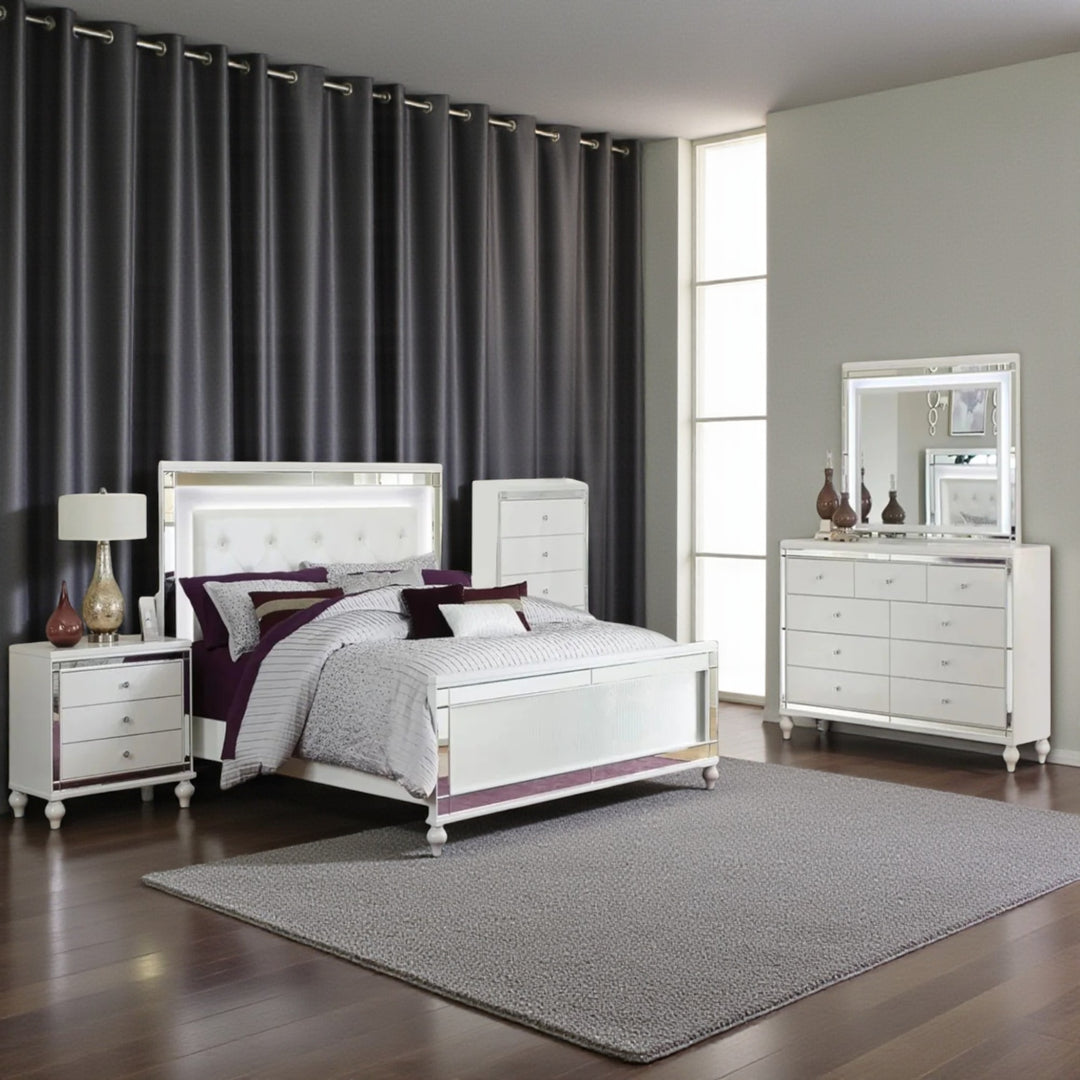Elysian 8-Piece Bedroom Set With Built-In LED Lights - White