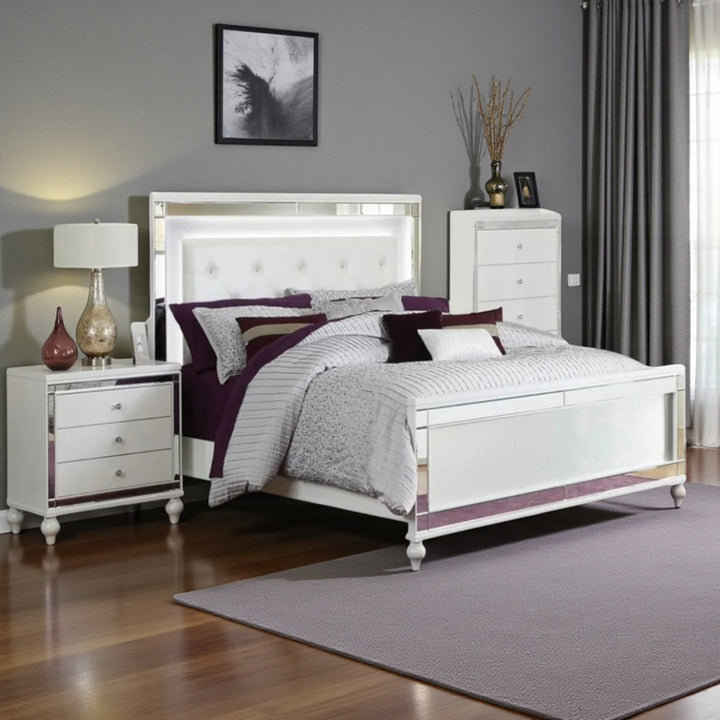 Elysian 8-Piece Bedroom Set With Built-In LED Lights - White