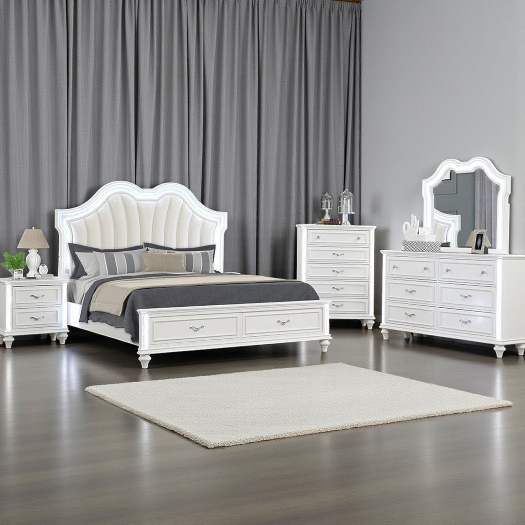 Vivid 8-Piece Elegant Bedroom Set With LED Lighting - White