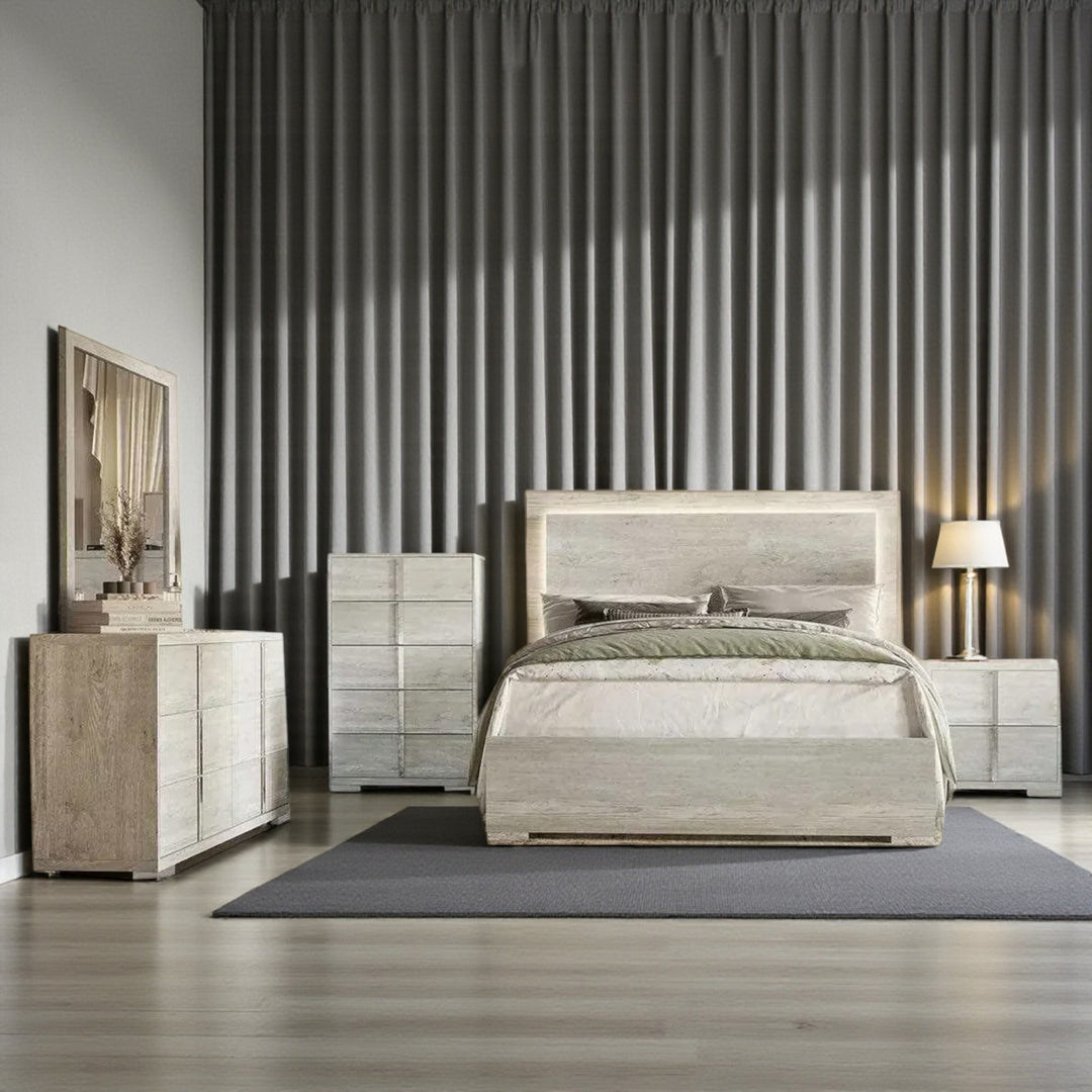 Solace 8-Piece Bedroom Set In Appealing White Finish