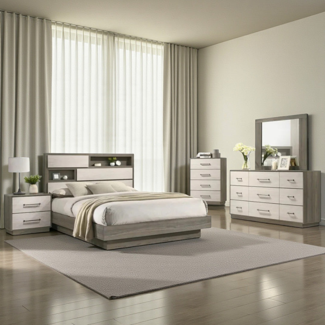 Pavilion 8-Piece Bedroom Set In Natural/ Grey Finish