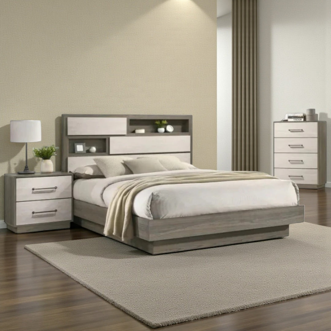 Pavilion 8-Piece Bedroom Set In Natural/ Grey Finish