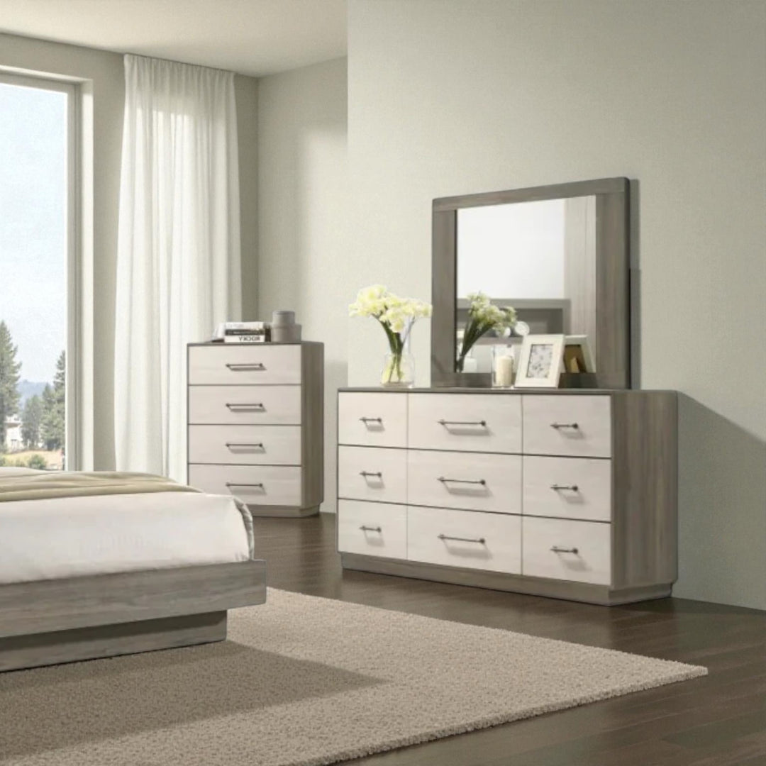 Pavilion 8-Piece Bedroom Set In Natural/ Grey Finish