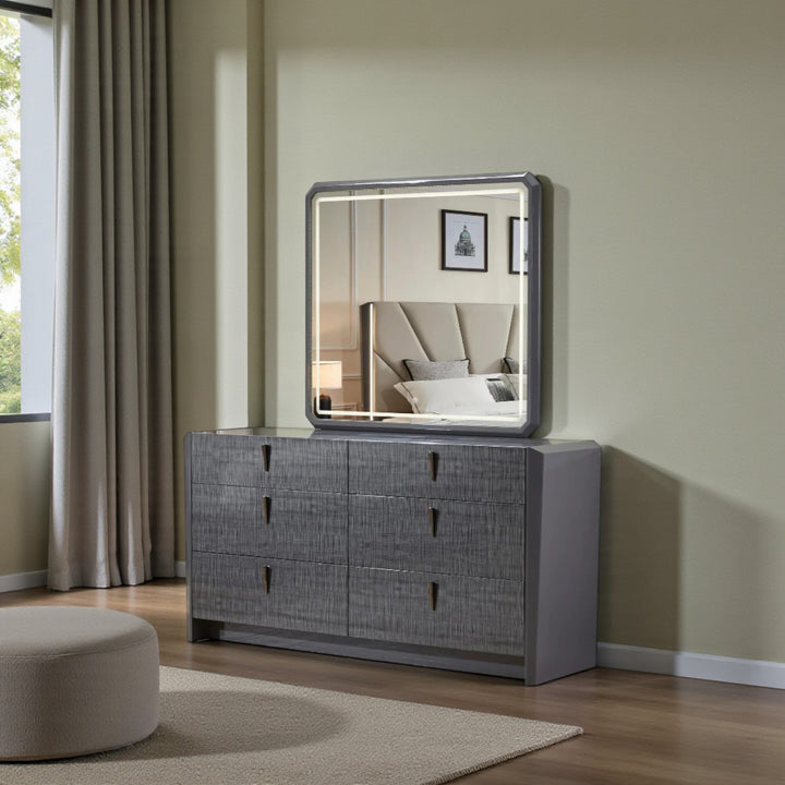 Nocturne 8-Piece Bedroom Set With Built-in LED Lights & Wireless Charging - Grey