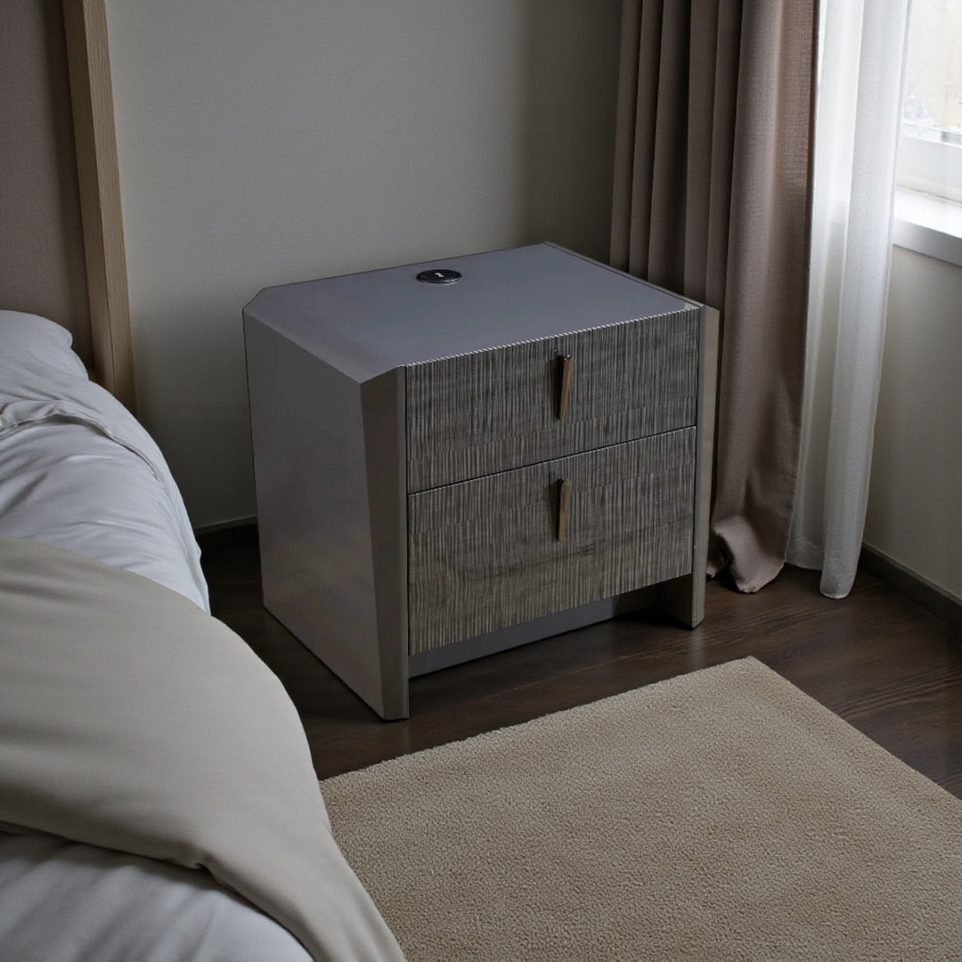 Nocturne 8-Piece Bedroom Set With Built-in LED Lights & Wireless Charging - Grey