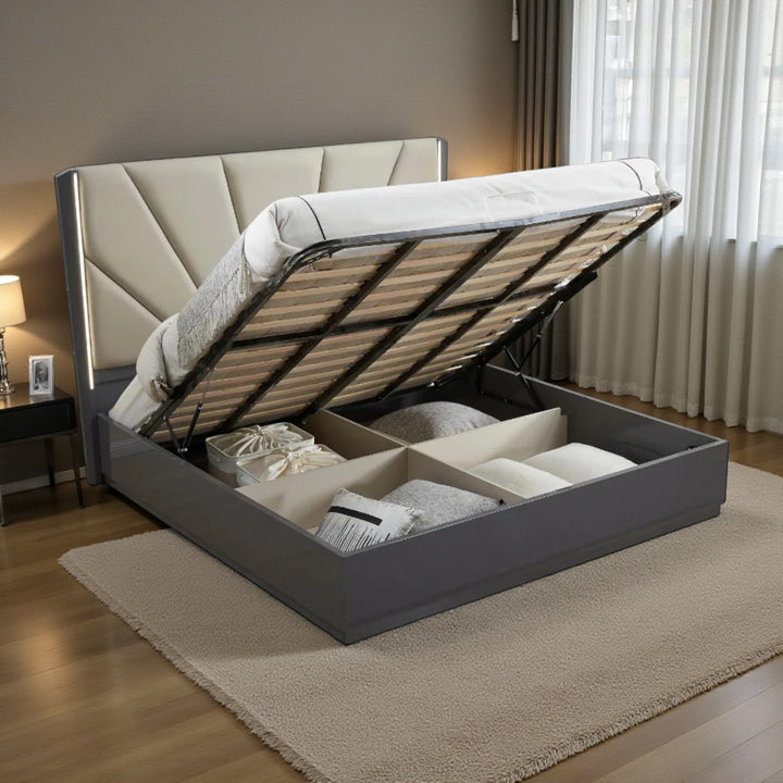 Nocturne 8-Piece Bedroom Set With Built-in LED Lights & Wireless Charging - Grey