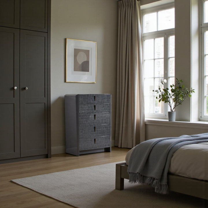 Nocturne 8-Piece Bedroom Set With Built-in LED Lights & Wireless Charging - Grey