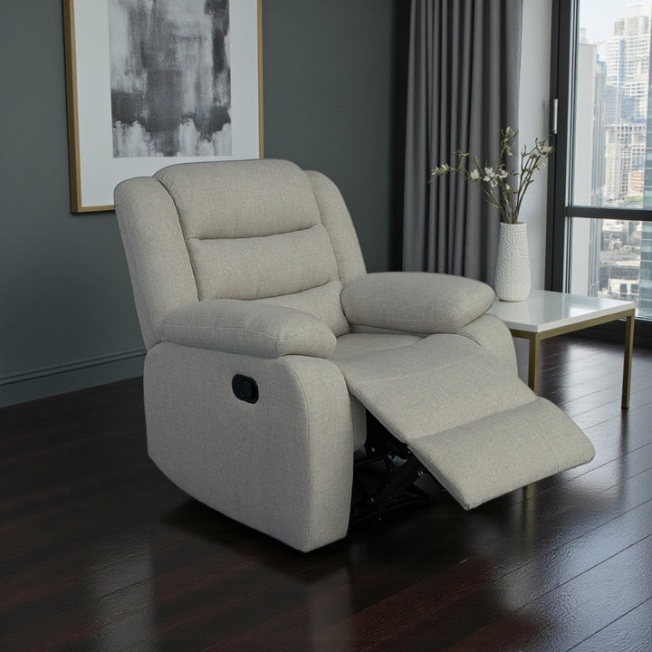 Noire Manual Recliner Chair in Fabric Upholstery - Grey | Stylish & Comfortable With Gliding Motion